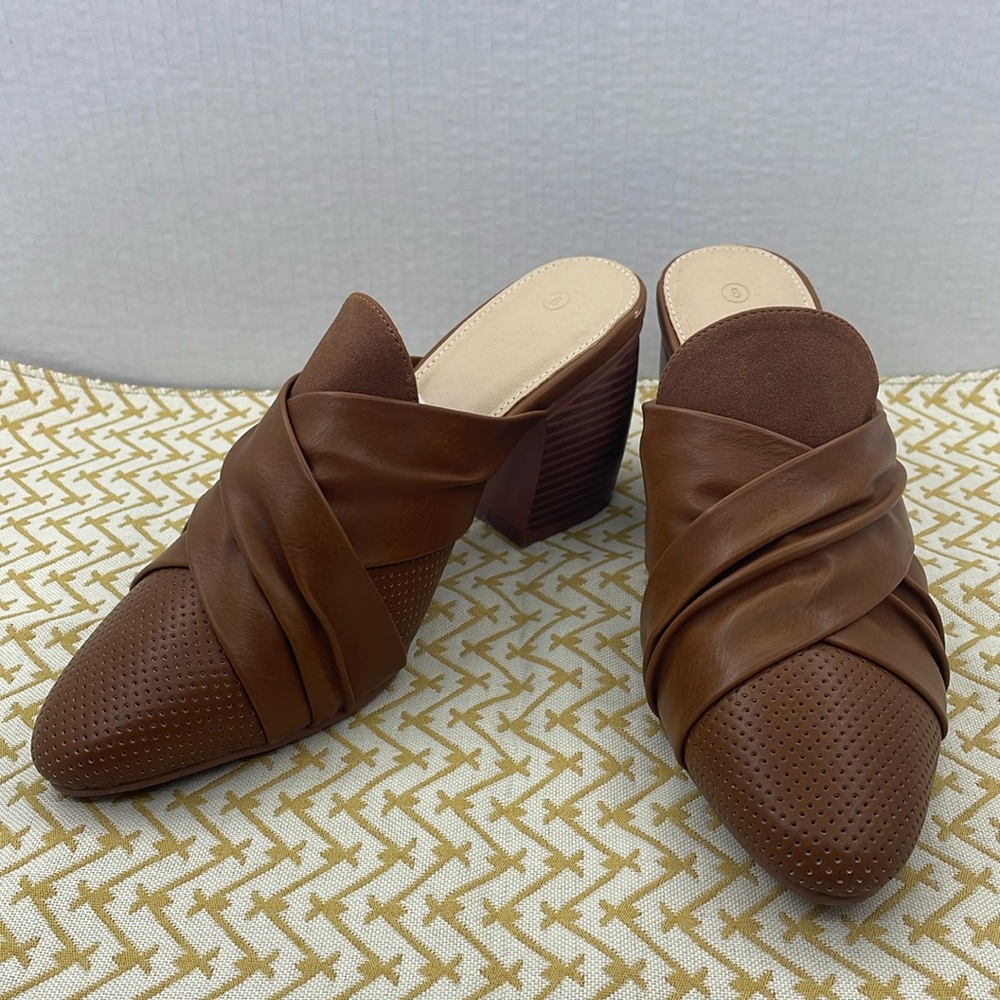 Shoes Chunky Womens Closed Toe Mules Brown